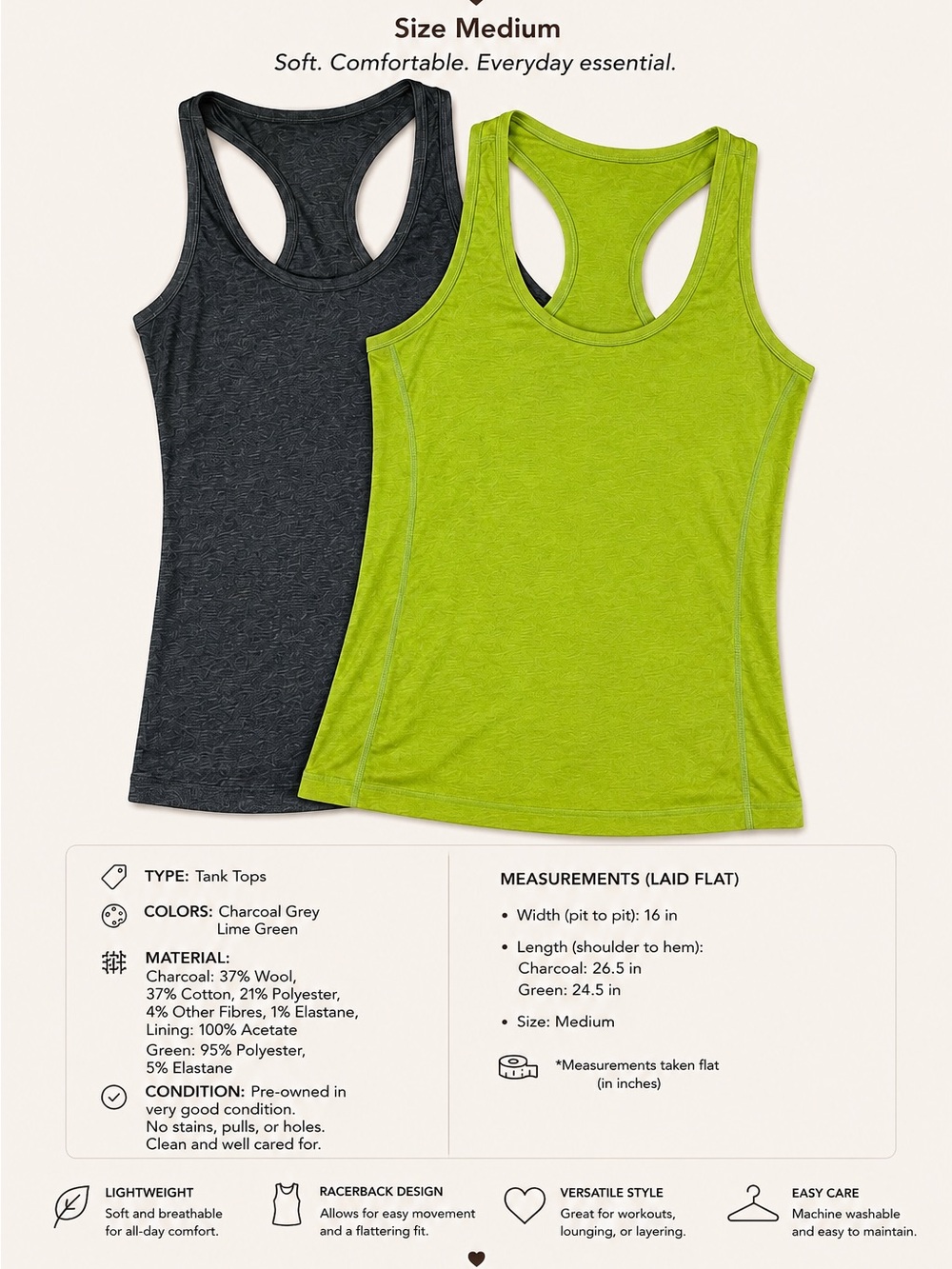 Women's Racerback Muscle Tank - Charcoal Grey & Lime Green